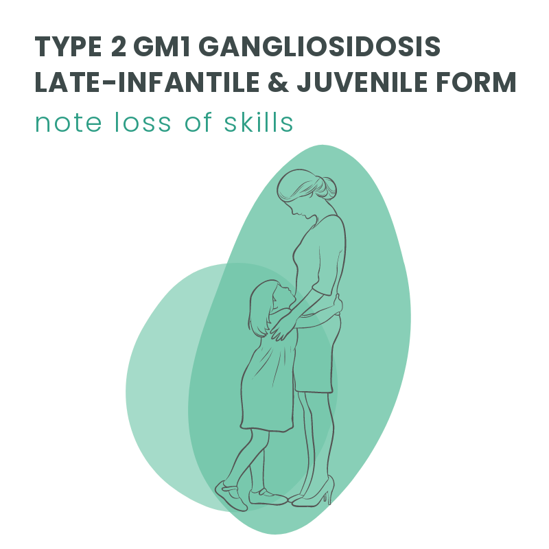 Illustration representing GM1 gangliosidosis Type 2, late-infantile and juvenile forms