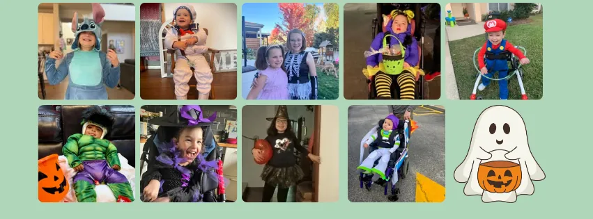 Collage of GM1 children in Halloween costumes